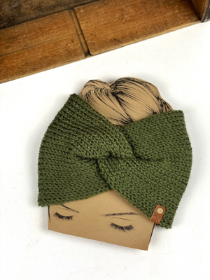 Messy Bun Ear Band Headband Touch of Alpaca Twist Turban Style Earwarmer Head Wrap Hat Alternative Black Green Taupe Lilac