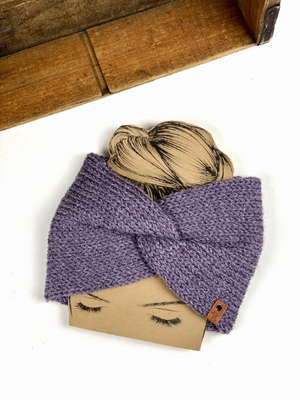 Messy Bun Ear Band Headband Touch of Alpaca Twist Turban Style Earwarmer Head Wrap Hat Alternative Black Green Taupe Lilac