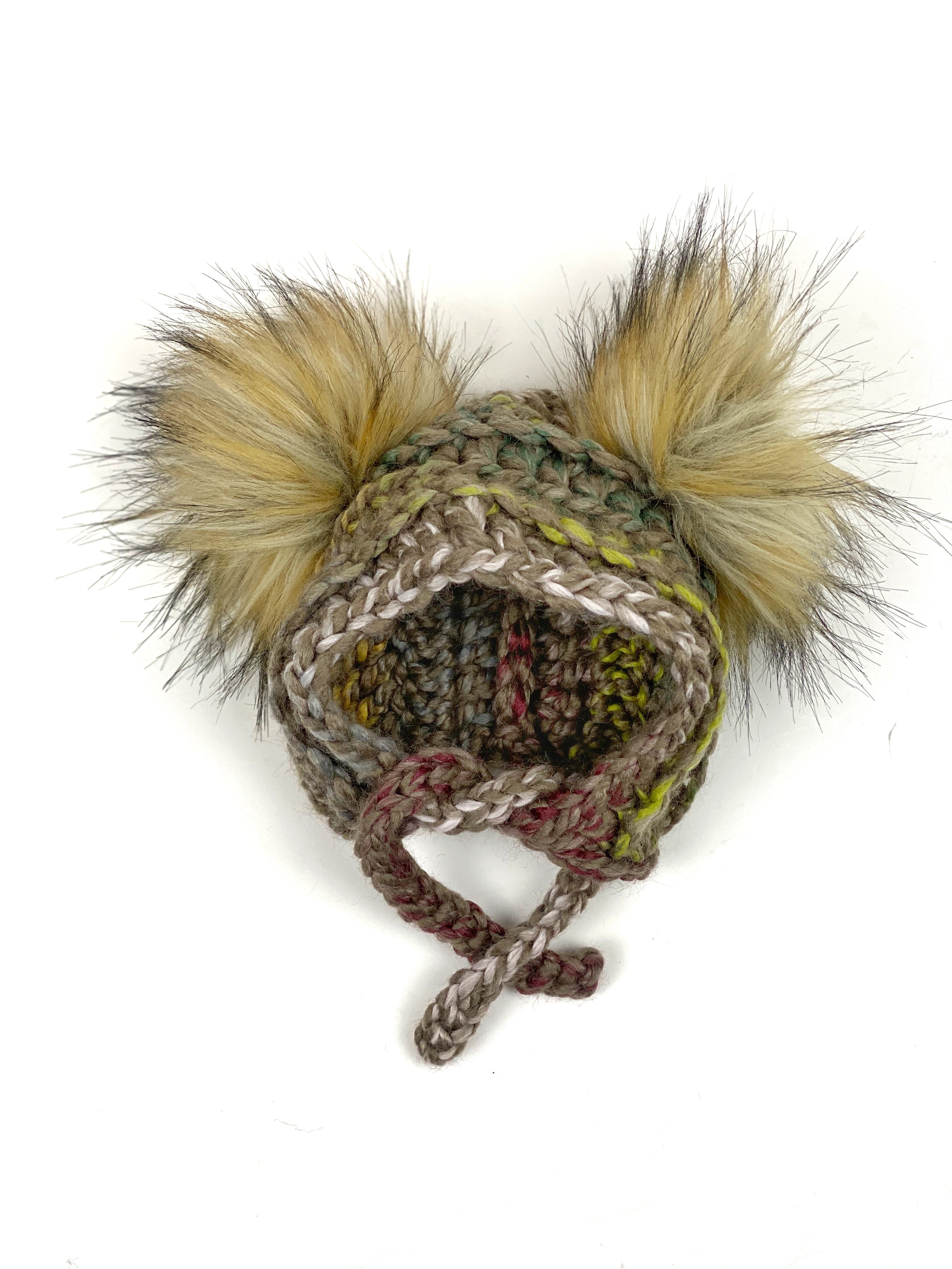 Urban Camo Coastal Cub Hat Baby Bear Photo Prop Double Pom