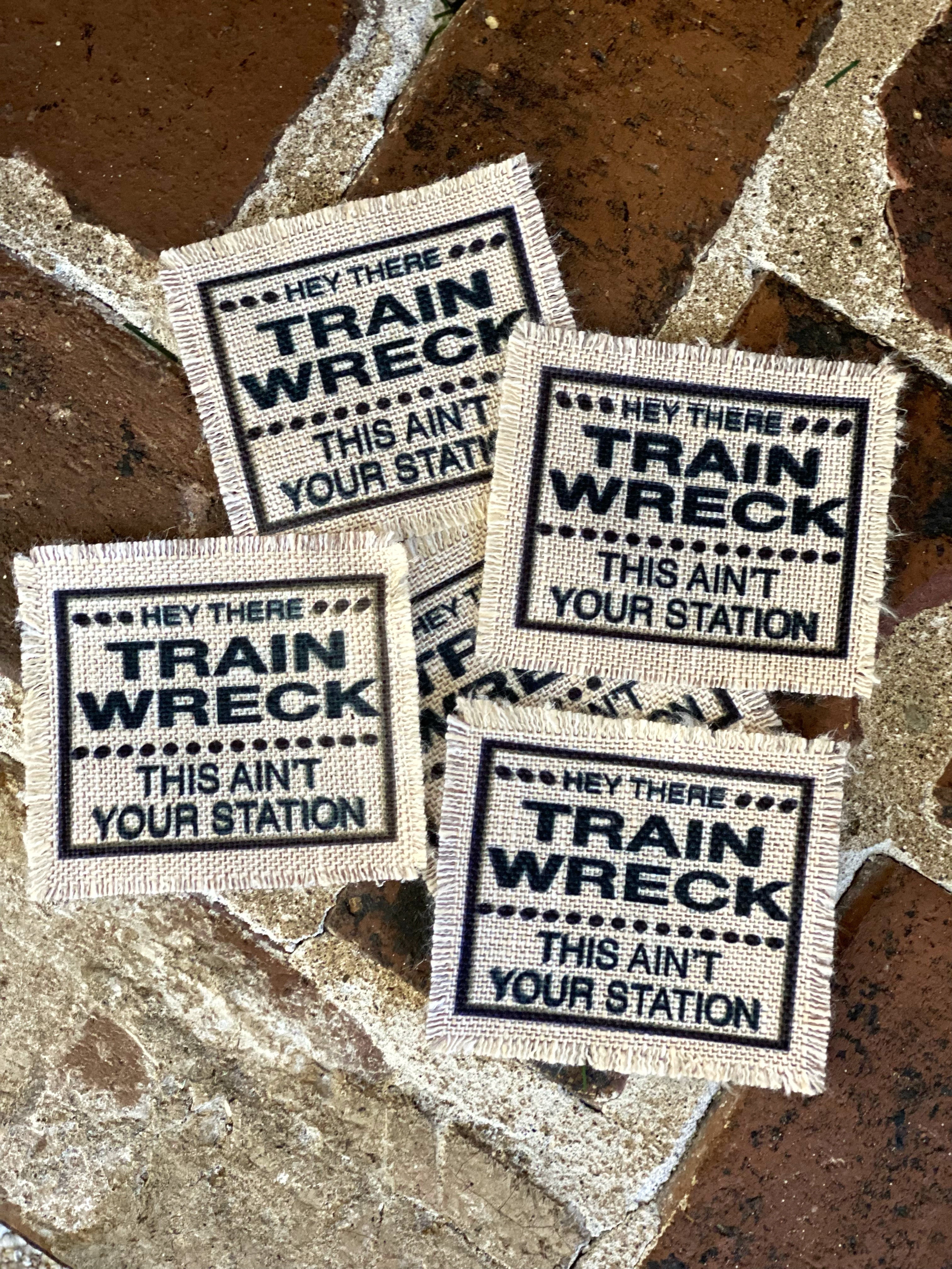 Hey There Trainwreck This Aint Your Station Lightweight Canvas Tote Bag, Leopard Print Mesh Ponytail Baseball Cap, Hat Patch