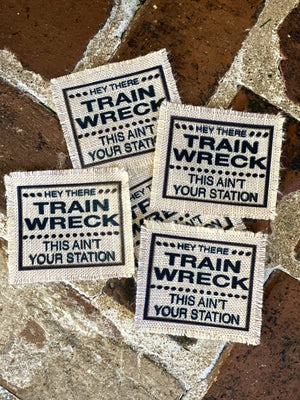 Hey There Trainwreck This Aint Your Station Lightweight Canvas Tote Bag, Leopard Print Mesh Ponytail Baseball Cap, Hat Patch