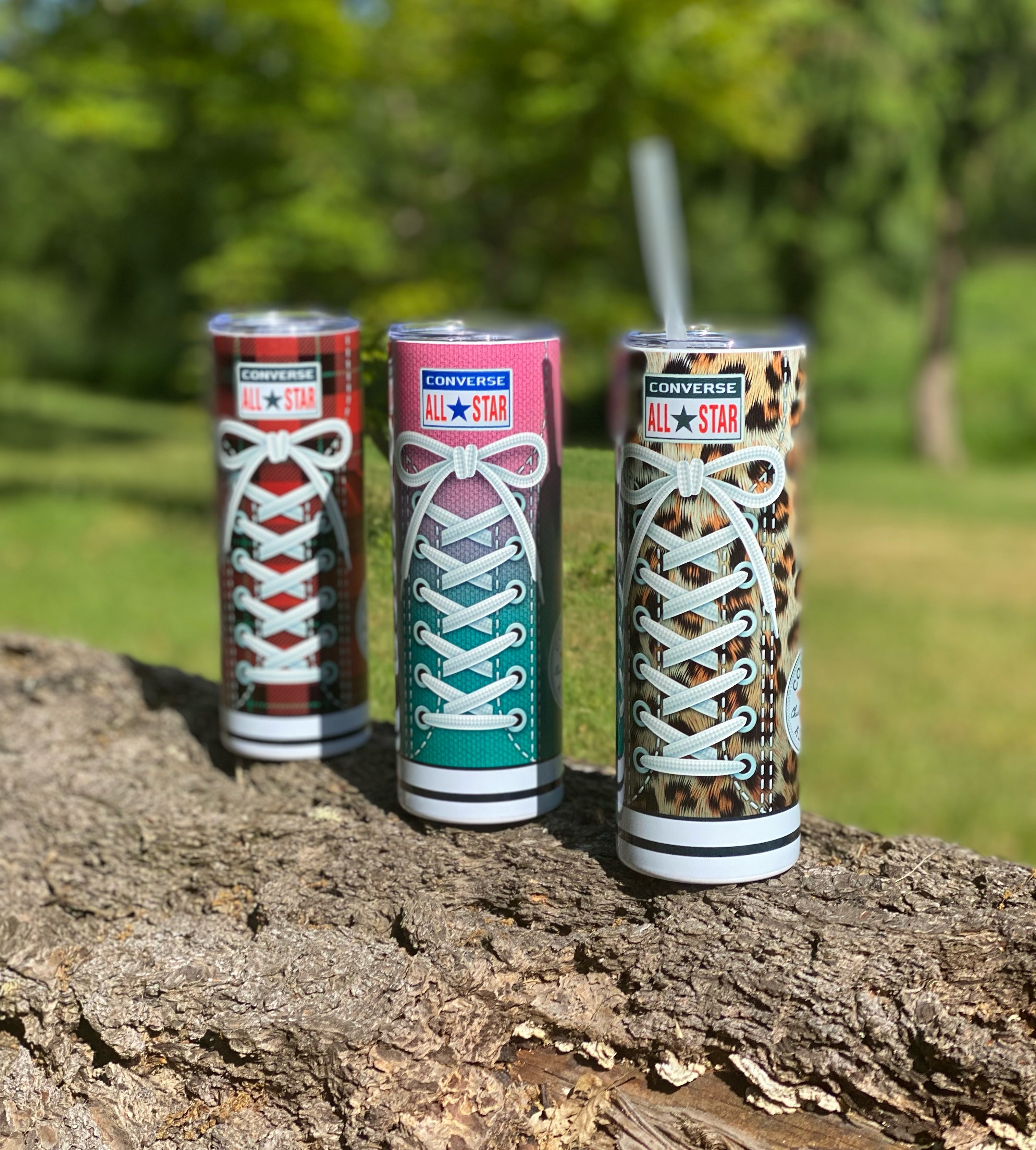Converse Sneakers 20 oz Stainless Steel Skinny Tumbler Sublimation Hot Cold Coffee Soda Chuck Taylors