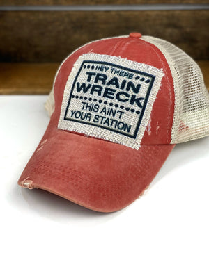 Hey There Trainwreck This Aint Your Station Lightweight Canvas Tote Bag, Leopard Print Mesh Ponytail Baseball Cap, Hat Patch