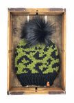 Leopard Print Hand Knit Beanie Faux Fur Pom - KitchenKlutter