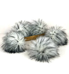 Husky Faux Fur Pom Pom White with Black Streaks