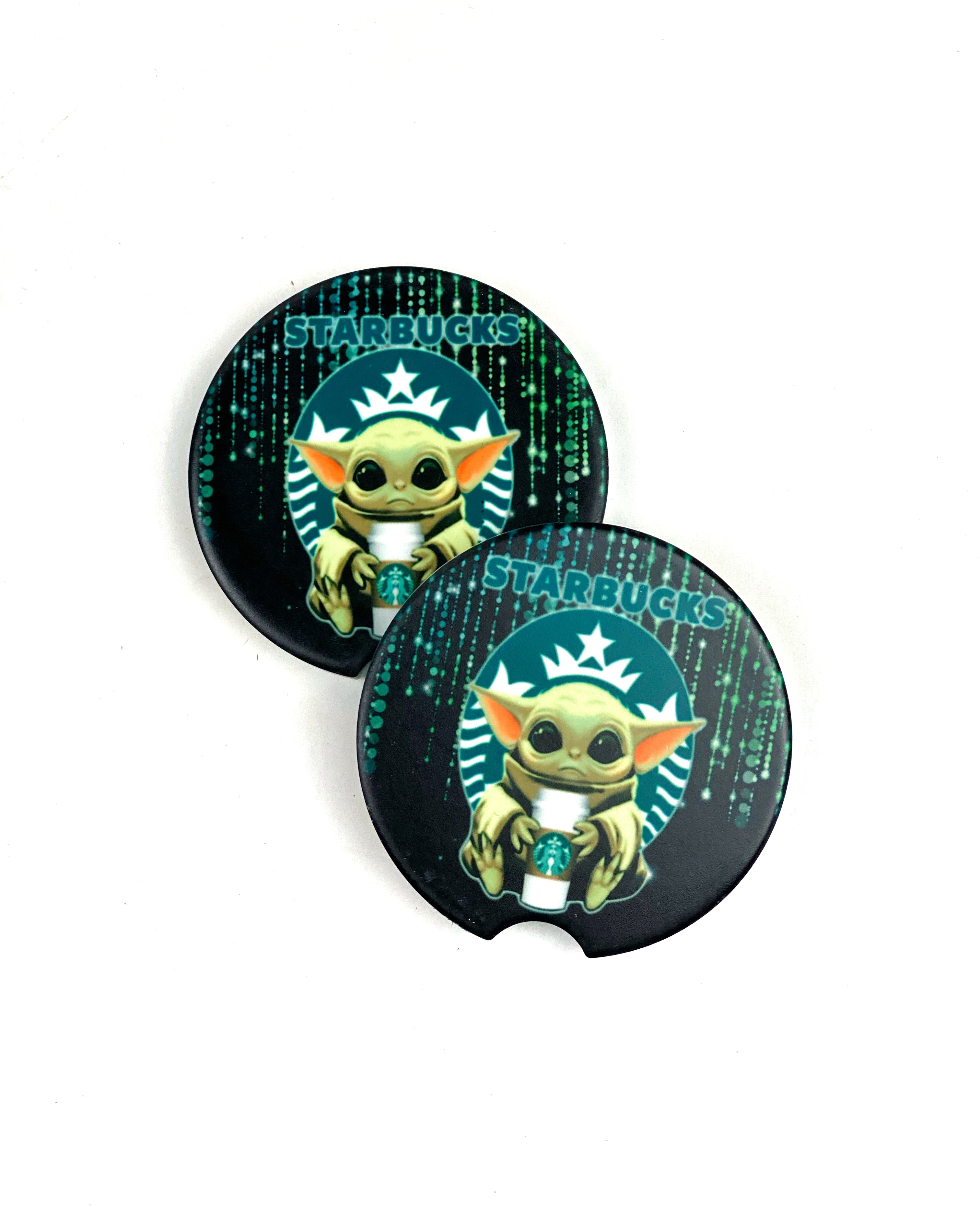 Starbucks Baby Yoda Car Coasters Ceramic Stone Sublimation Set of 2