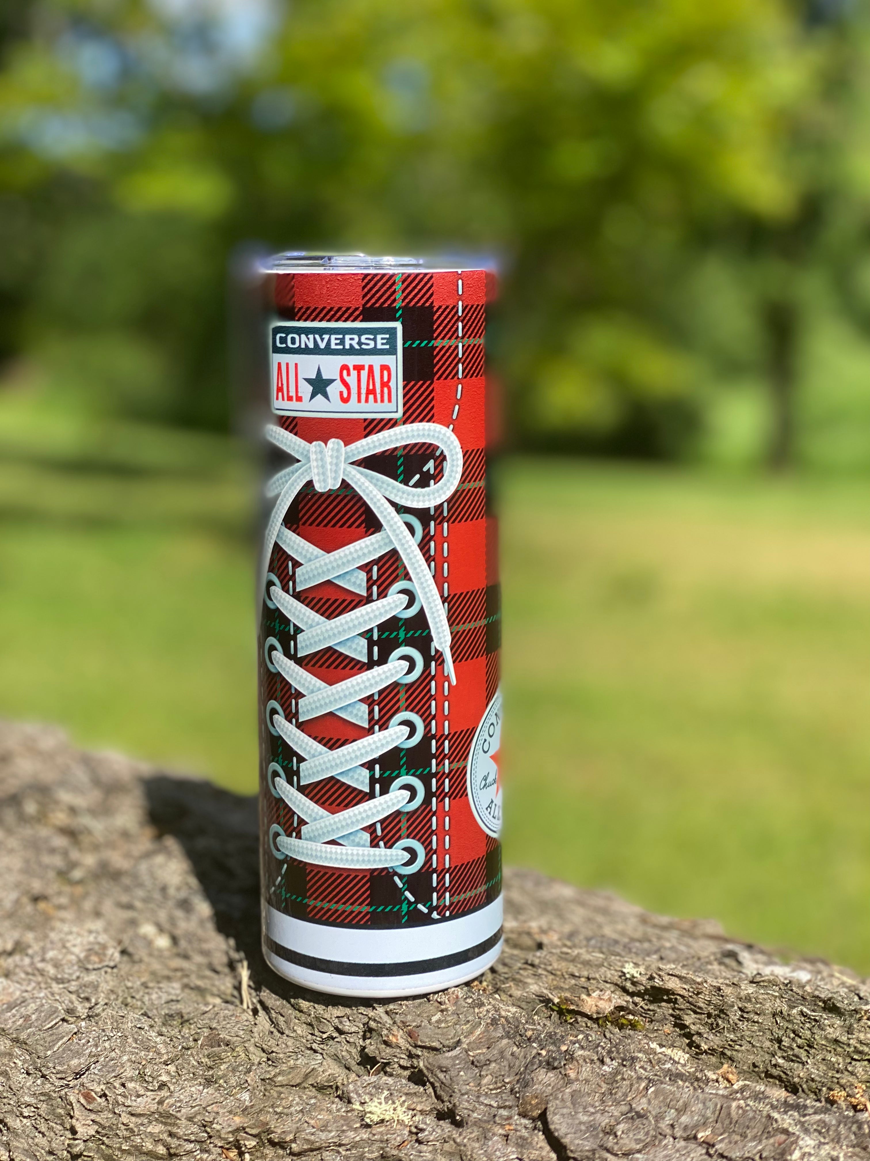 Converse Sneakers 20 oz Stainless Steel Skinny Tumbler Sublimation Hot Cold Coffee Soda Chuck Taylors