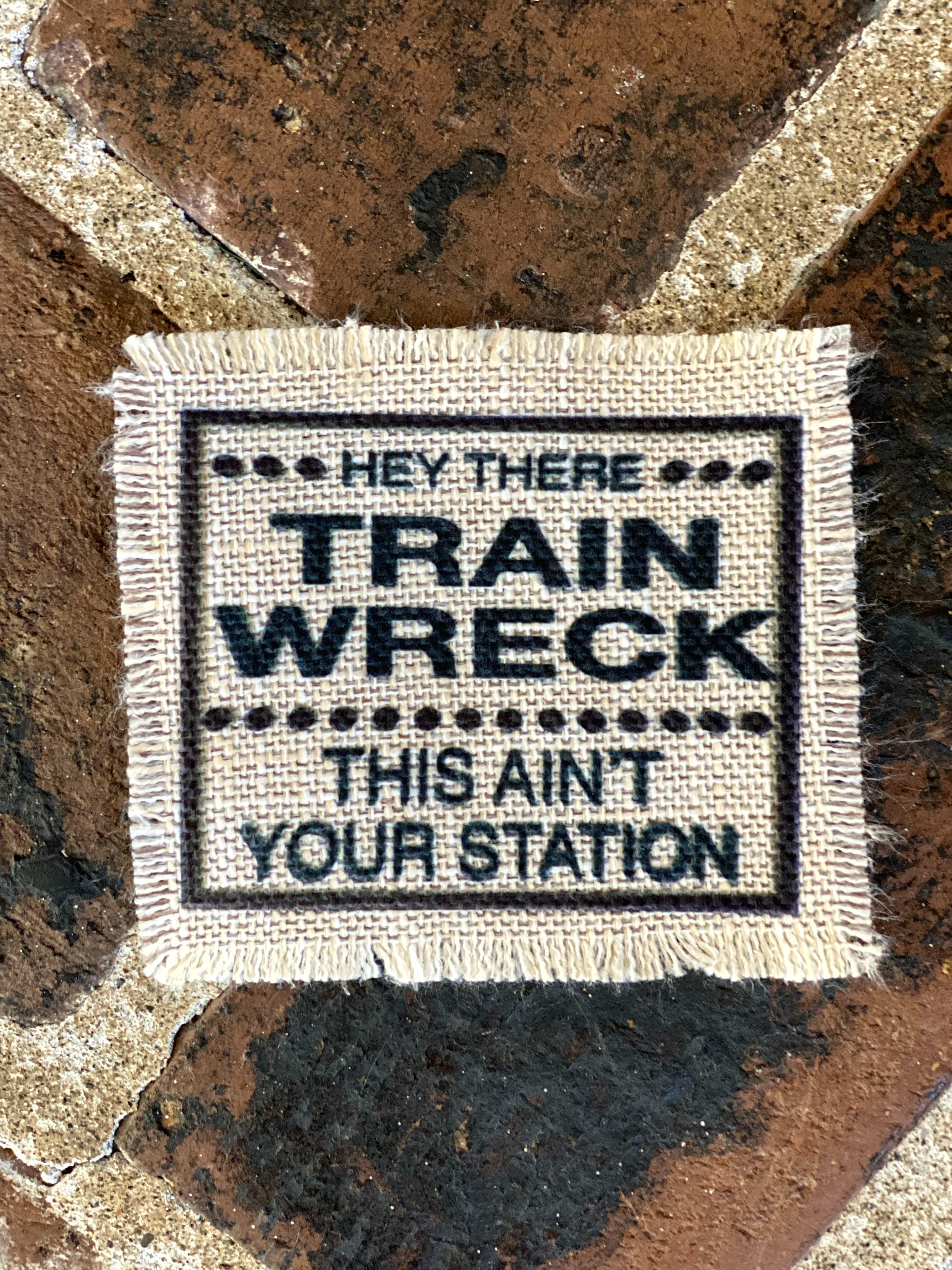 Hey There Trainwreck This Aint Your Station Lightweight Canvas Tote Bag, Leopard Print Mesh Ponytail Baseball Cap, Hat Patch