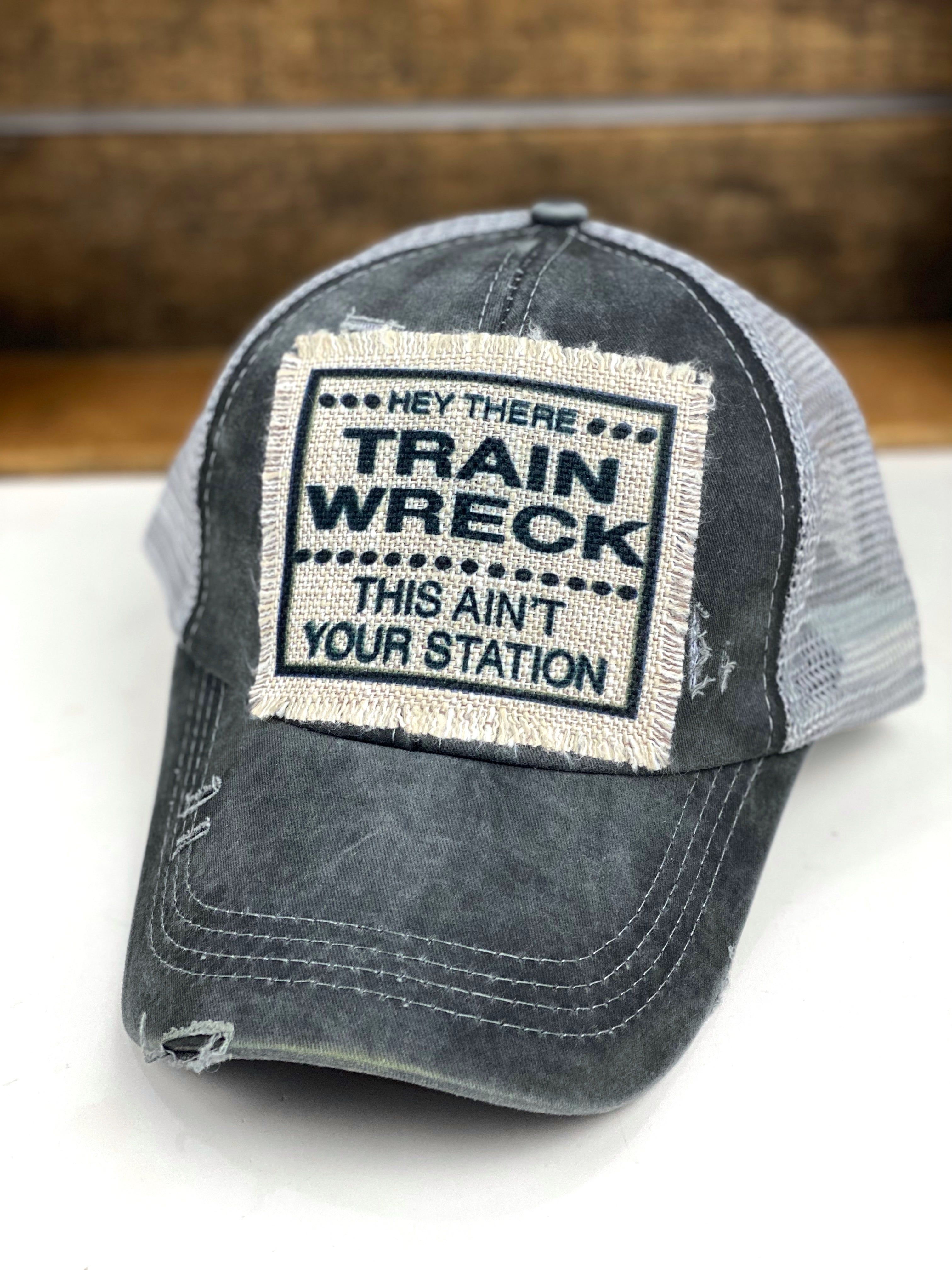 Hey There Trainwreck This Aint Your Station Lightweight Canvas Tote Bag, Leopard Print Mesh Ponytail Baseball Cap, Hat Patch