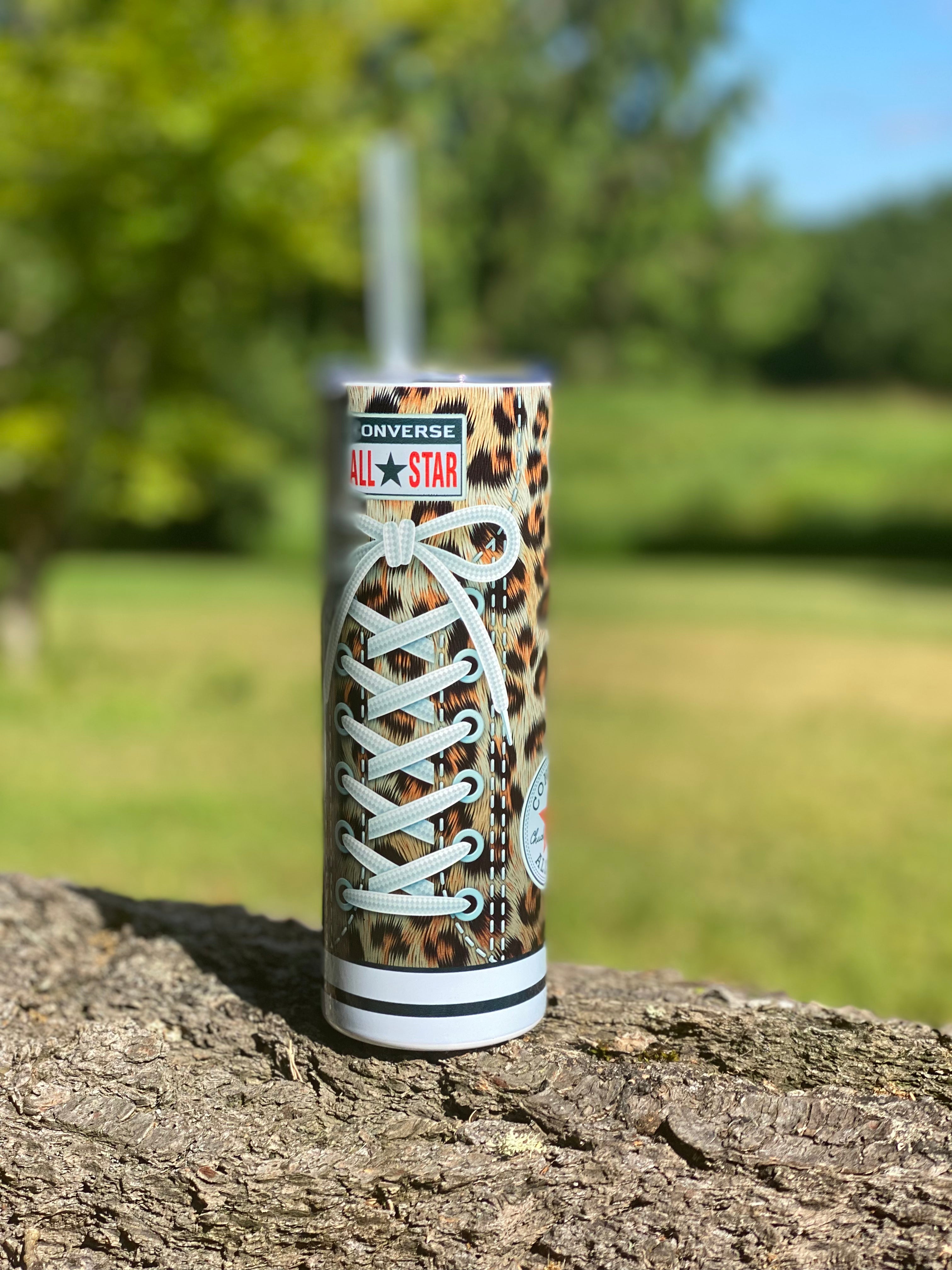 Converse Sneakers 20 oz Stainless Steel Skinny Tumbler Sublimation Hot Cold Coffee Soda Chuck Taylors