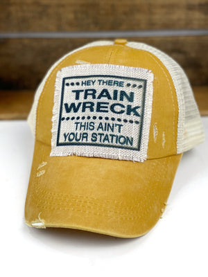 Hey There Trainwreck This Aint Your Station Lightweight Canvas Tote Bag, Leopard Print Mesh Ponytail Baseball Cap, Hat Patch