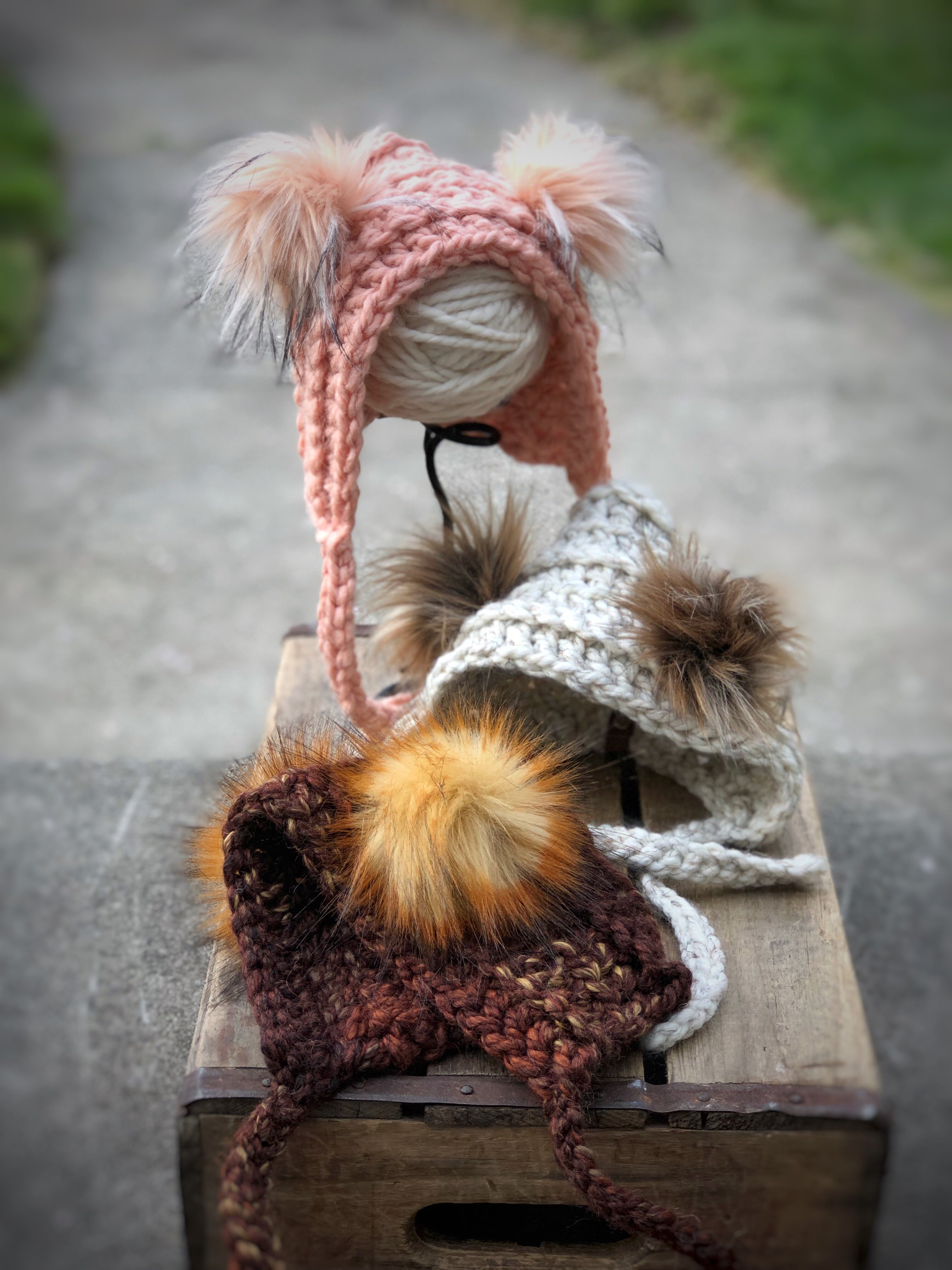 Coastal Cub Hat Baby Bear Photo Prop Double Pom Choice - KitchenKlutter